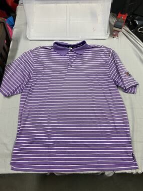 FJ FootJoy Polo Shirt Mens XL Purple Santa Clause IN Short Sleeve Golf